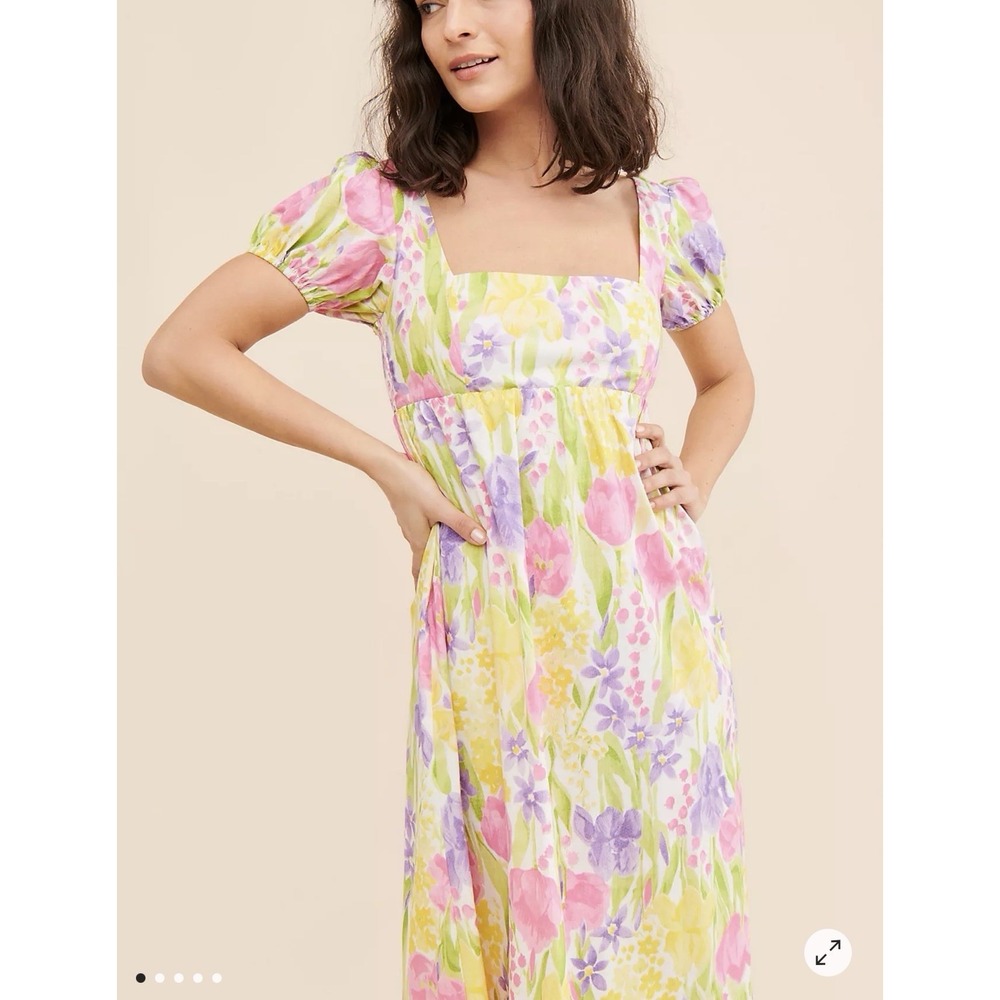 Show Me Your Mumu Jasmine Halter Mini Dress Womens M Tropicana Burst Luxe Satin